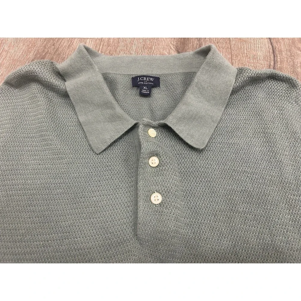 J Crew Knit Polo Shirt Men’s XL Green Short Sleeve Casual Brunch Beach CI774